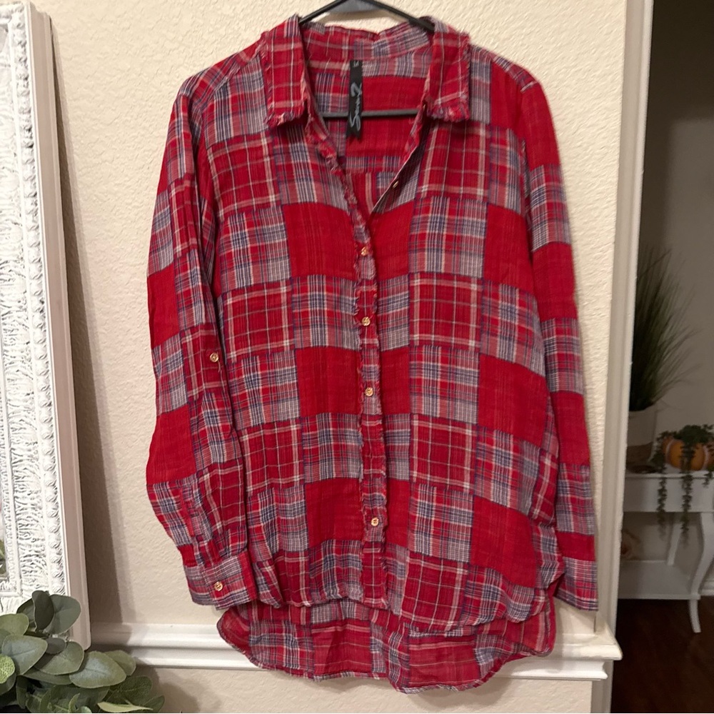 Seven7  Studded red  Button Down Shirt  medium - Picture 12 of 12